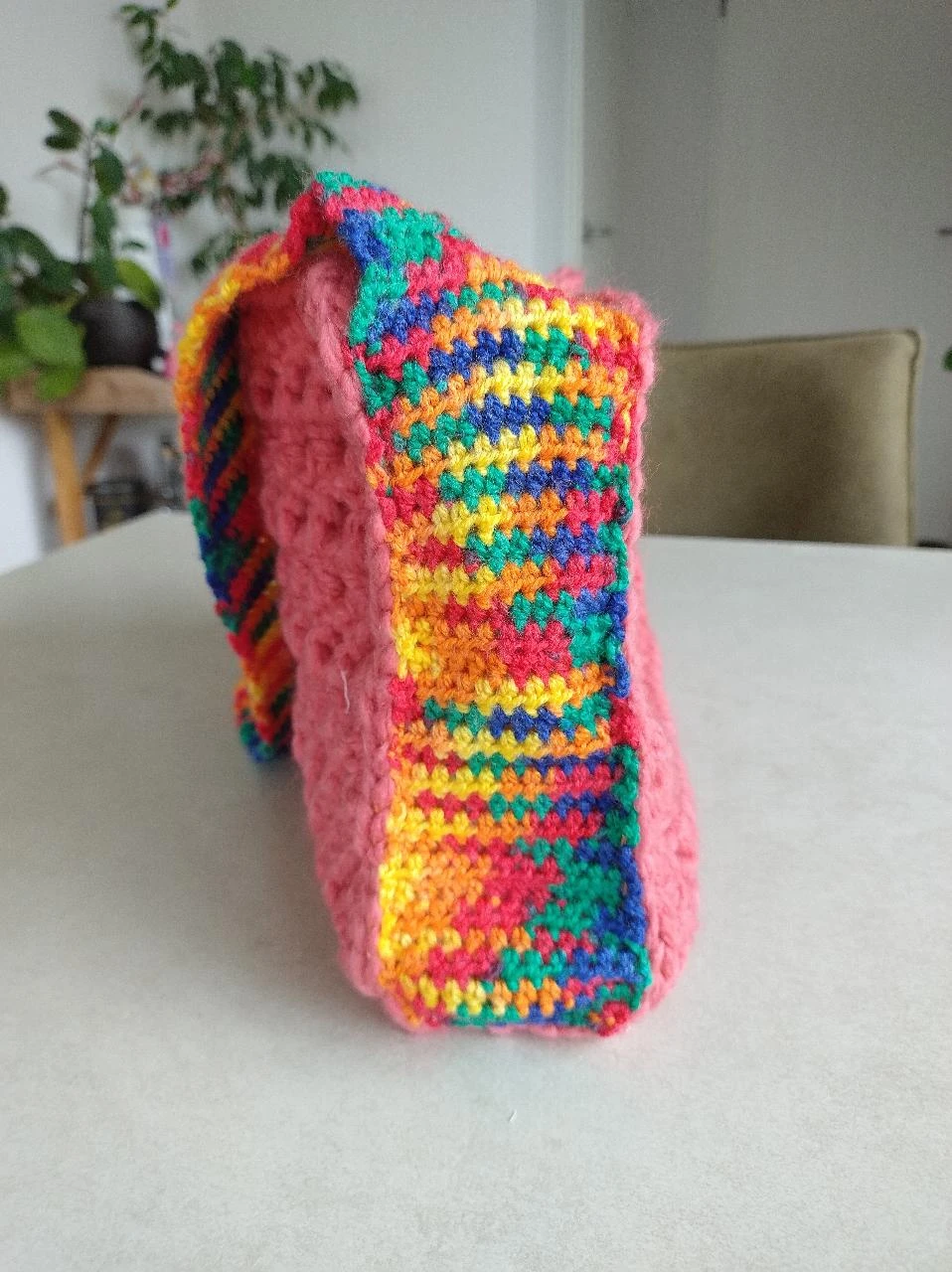 ✨Bolsa de ombro feita à mão cor rosa claro colorida espaçosa única – photo 3
